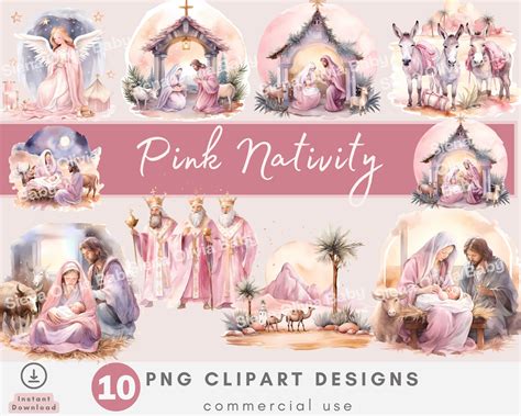 Pink Nativity Printable Nativity Nativity Set Nativity Clipart Nativity Png Christmas Scene Png