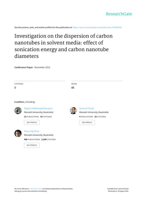 Investigation On The Dispersion Of Carbon Nanotubes In Solvent Media