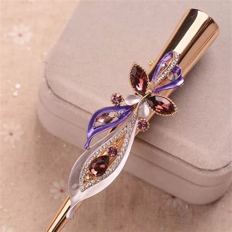 Silver Coconut Long Butterfly Flower Fancy Alligator Hair Clip