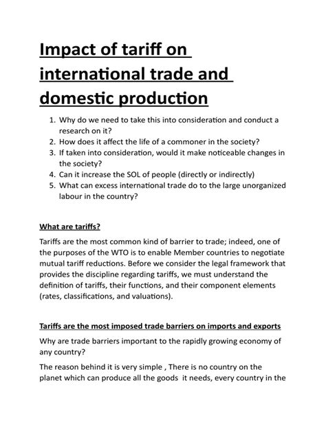 Impact of Tariff On International Trade and Domestic Production | PDF