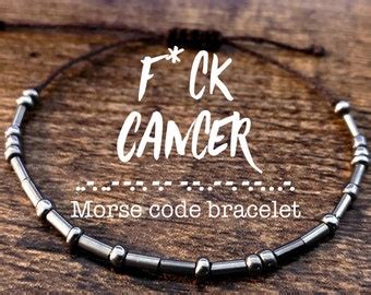 Fuck Cancer Morse Code Secret Message Hand Stamped Bracelet Etsy