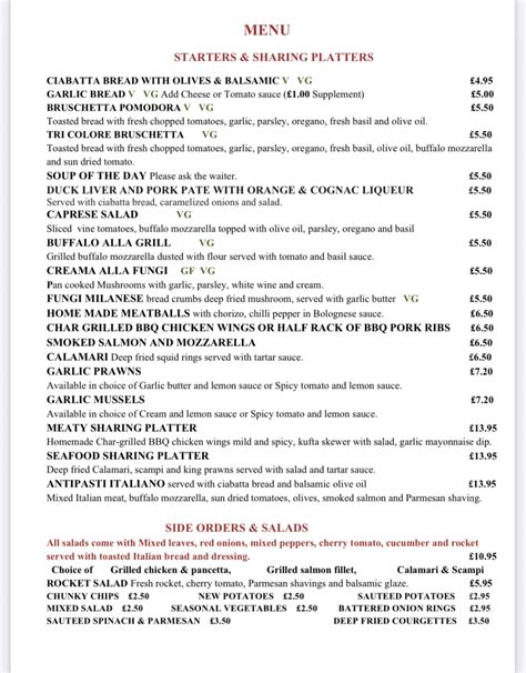 Wetherspoons The Unicorn Hotel Ripon S Full Menu Online