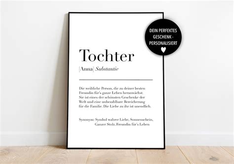 Personalisiertes Poster Tochter Definition Tochter Etsy