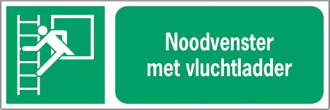 Horizontale Stickers Nooduitgang ISO 7010 Noodvenster Met