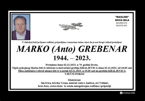 Marko Anto Grebenar Osmrtnice Ksb