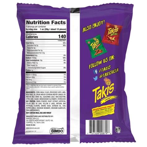 Barcel Takis Fuego Nutrition Facts | Besto Blog