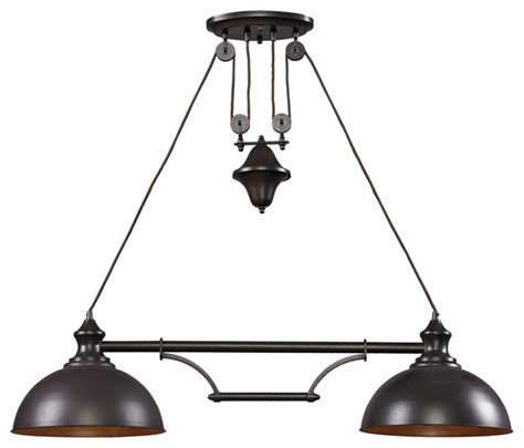 Farmhouse 2-Light Pendant, Oiled Bronze - Farmhouse - Kitchen Island ...