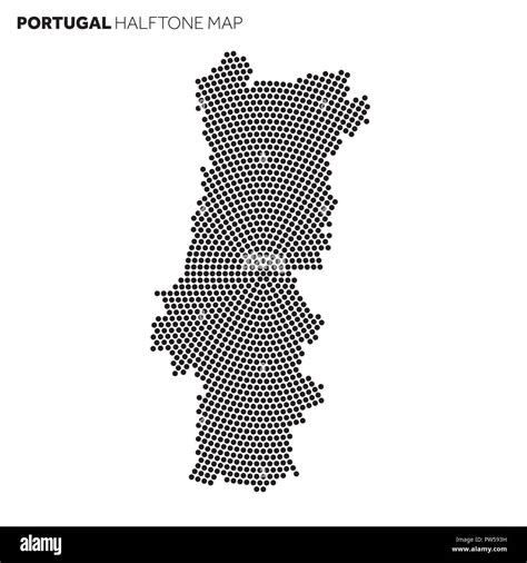 Portugal Country Map Made From Radial Halftone Pattern Stock Vector