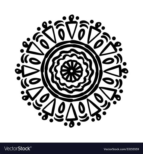 Circular Mandala Floral Silhouette Style Icon Vector Image