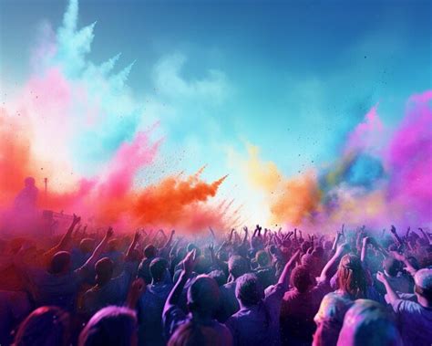 Premium Photo | Crowd of people at a music festival Colorful background