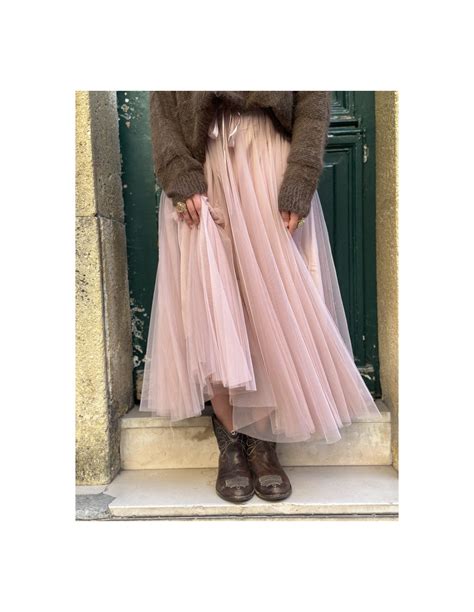 Jupon en tulle plissé taille smoke rose poudré Boutique Mademoiselle