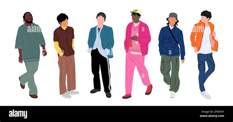 Set Of Street Fashion Men Vector Illustrations Stock Vector Image And Art