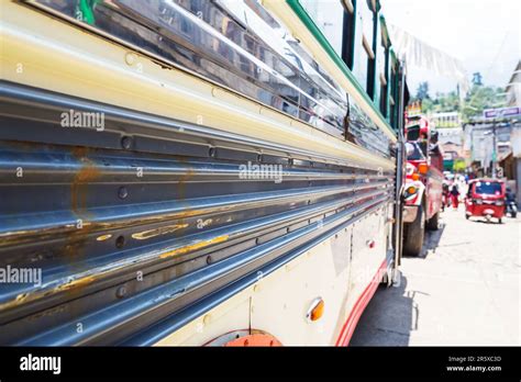 Colorful Old American School Bus Called Chicken Bus At Chajul