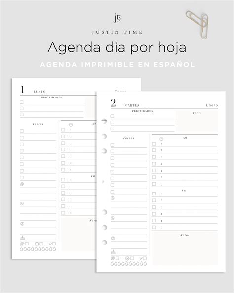 Agenda Para Emprendedores En D A Por Hoja Pdf Digital Imprimible