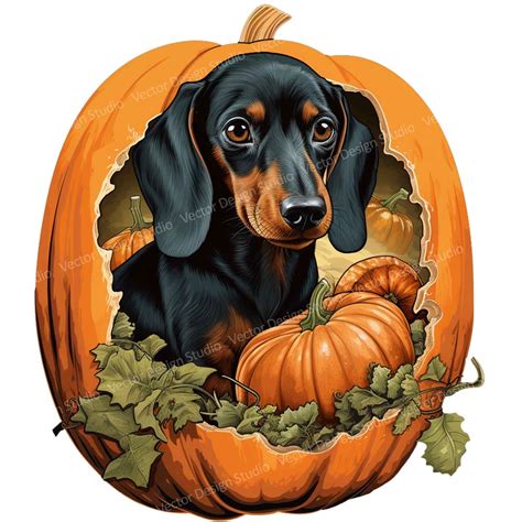 Dachshund Pumpkin Halloween Png For Sublimation Dachshund Dog Clip Art