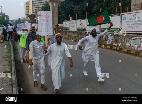 Dhaka Bangladesh 15th Oct 2020 Islamic Activists Took Part In An Ongoing Protest Against