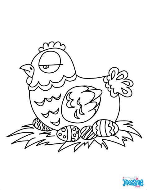 Coloriages poule de pâques et ses oeufs fr hellokids