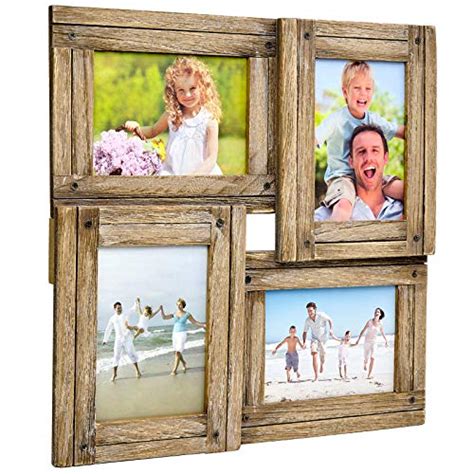 Collage Picture Frames From Rustic Distressed Wood Holds Four 4x6 Photos Ready To Hang Shabby