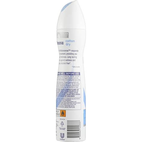 Rexona Women Antiperspirant Aerosol Deodorant Cotton Dry 250ml Woolworths