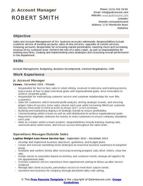 Account Manager Resume Template Free Free Printable Templates