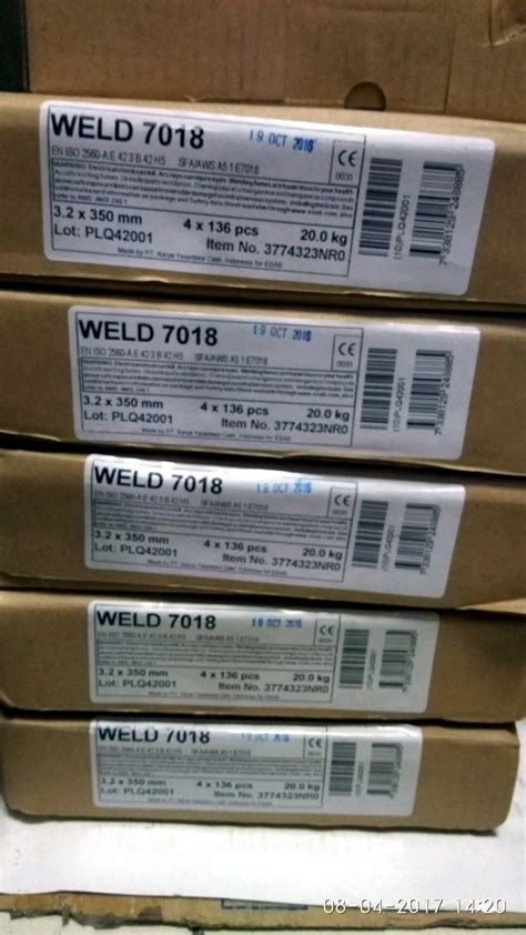 Jual Kawat Las Esab Weld Diameter Mm Aws E Di Lapak