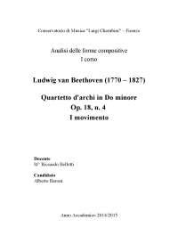 Tesina Di Analisi Delle Forme Compositive I Beethoven Quartetto D