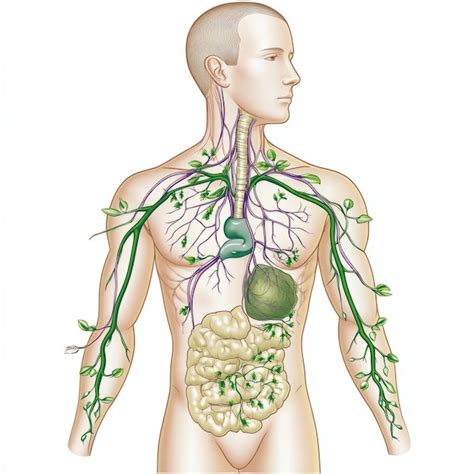 Diagrama do sistema linfático humano Nodos linfáticos Vasos e mais