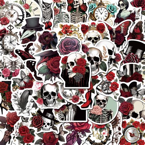 50pcs Punk Rose Adesivos Criativos E Requintados Para Desenhos Animados