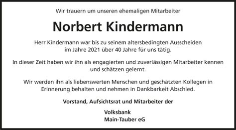 Traueranzeigen Von Norbert Kindermann Trauerportal Ihrer Tageszeitung