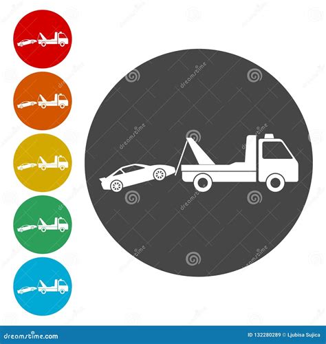 Car Towing Truck Icon Stock Vector Illustration Of Isolated