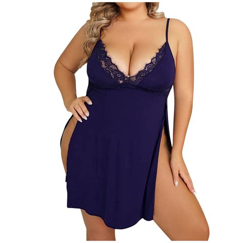 Ruimatai Plus Size Babydoll Lingerie For Women Lace Nighty Dress