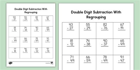 Subtraction 2 Digit With Regrouping Worksheet Digital Worksheets