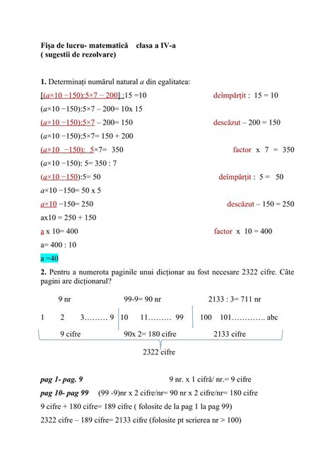 Academiaabc Fi De Lucru Matematic Clasa A Iv A