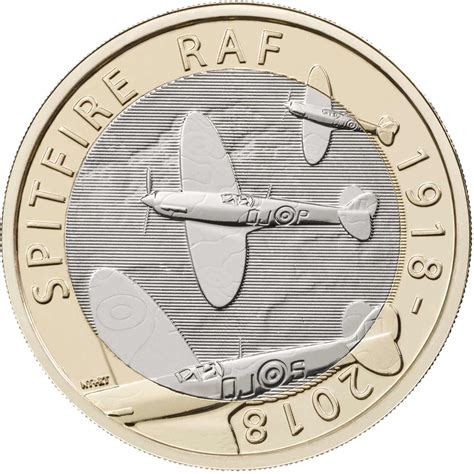 Two Pounds Raf Centenary Spitfire Coin From United Kingdom