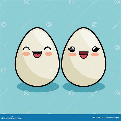 Eggs Character Kawaii Style Stock Illustration Illustration Of Smile