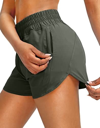 Obla Women S Running Shorts With Zipper Pockets High Waisted Athletic