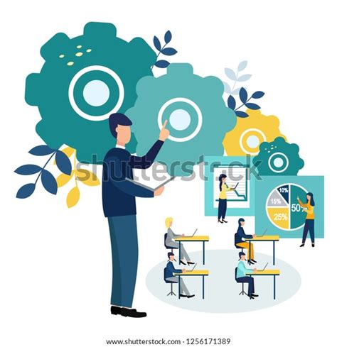 Vector Illustration Office Staff Training Team Stock Vector Royalty