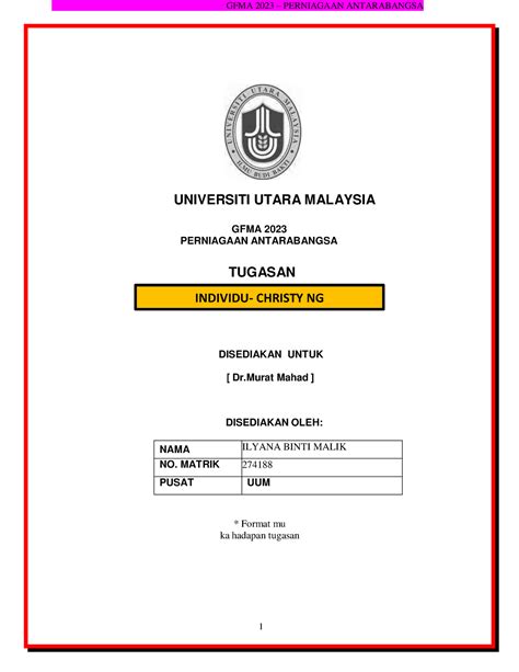 Tugasan Gfma Perniagaan Antarabangsa Christy Ng Universiti Utara