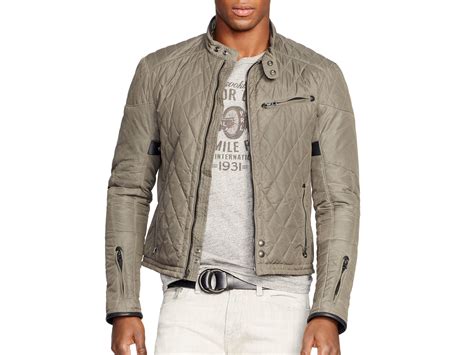 Lyst Polo Ralph Lauren Waxed Cotton Biker Jacket In Gray For Men