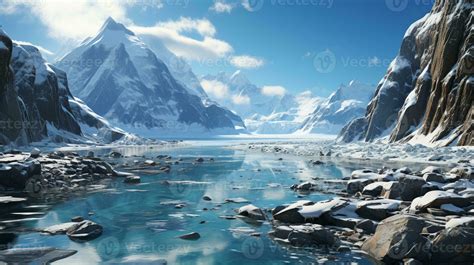 Ice cliff mountain traveler photo realistic AI generated 34753119 Stock ...