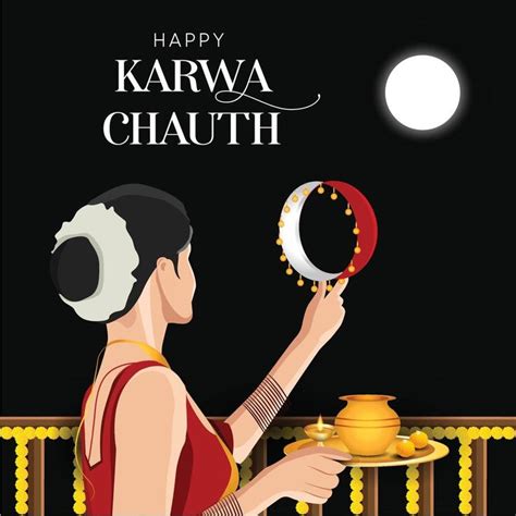 Happy Karwa Chauth Festival Card With Karva Chauth Is A One Day