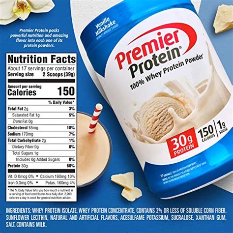 Premier Protein Powder Vanilla Milkshake 30g Protein 1g Sugar 100