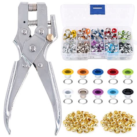 Wokape 400Pcs Eyelet Hole Punch Pliers And 10 Colors 3 16 Inch Metal