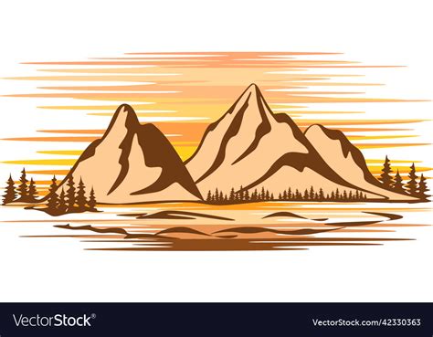 Mountain and forest silhouettes nature landscape Vector Image