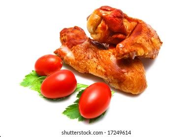 Roast Chicken Wing Over White Cherry Stock Photo 20073640 Shutterstock