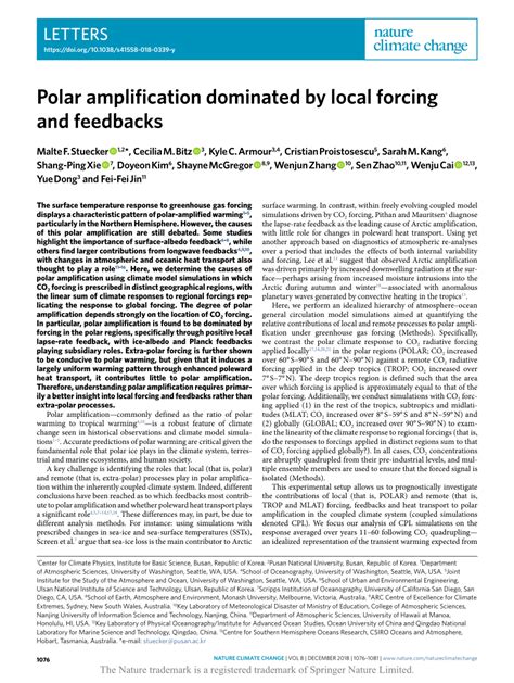 Polar Amplification Dominated By Local Forcing And Feedbacks Request Pdf