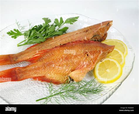 Smoked Salwater Red Fish Sebastes Norvegicus Stock Photo Alamy