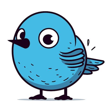 Premium Vector Cute Cartoon Blue Bird Isolated On White Background