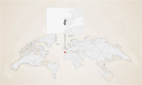 Mapa de Portugal com países vizinhos fixados no mapa do mundo | Vetor ...