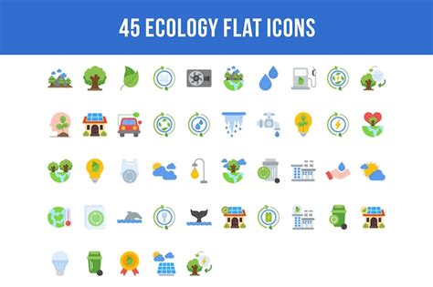 Premium Vector 45 Ecology Flat Icons